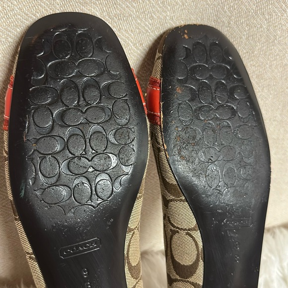 Coach Women's Tan and Red Loafers - Picture 10 of 11